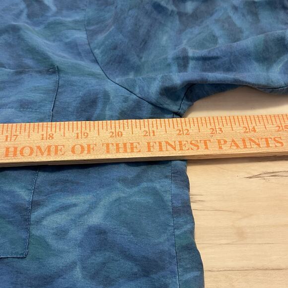 & Other Stories Women Shirt Short Sleeve Boxy Button Up Wavy Printed Blue - Picture 8 of 9